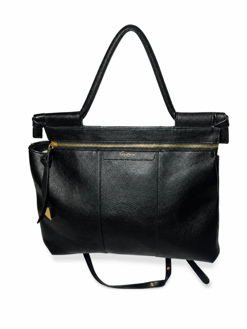 Foley & Corinna Black Pebbled Leather Tote | Work Bag | Gold Hardware - Picture 2 of 3